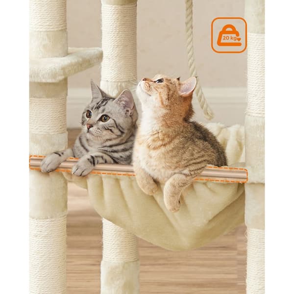 Kissapuu, Stable Cat Tower, 2 pehmoista istuinta, 143cm, Beige PCT15BE