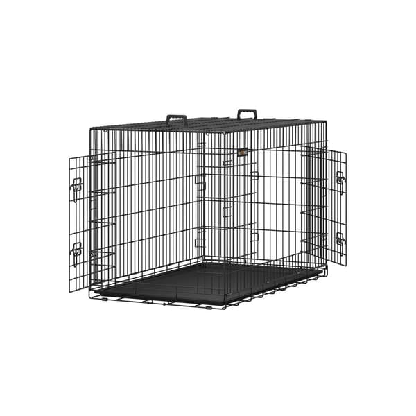Hundekasse, sammenklappelig, 122 cm lang, 2 døre, XXL, sort PPD48H