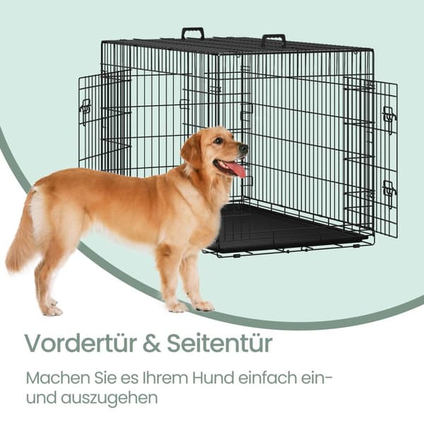 Sammenklappeligt hundebur, hundeboks, med 2 døre