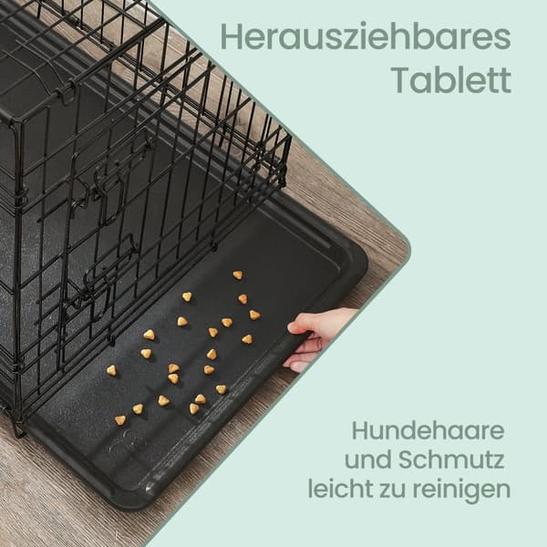 Sammenklappeligt hundebur, hundeboks, med 2 døre