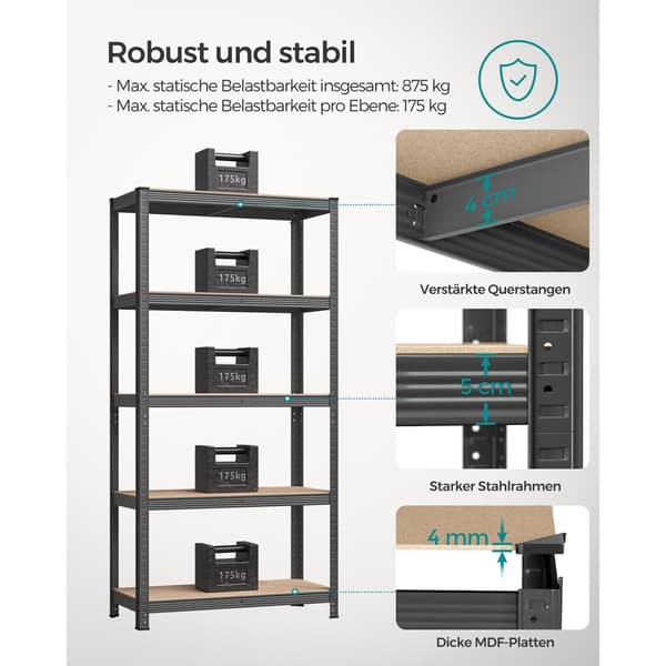 Set med 2 källarhyllor 180 cm höga grå