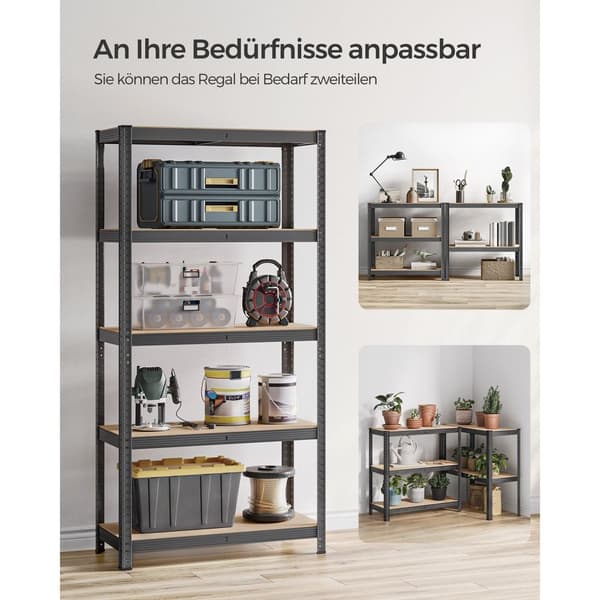 Set med 2 källarhyllor 180 cm höga grå