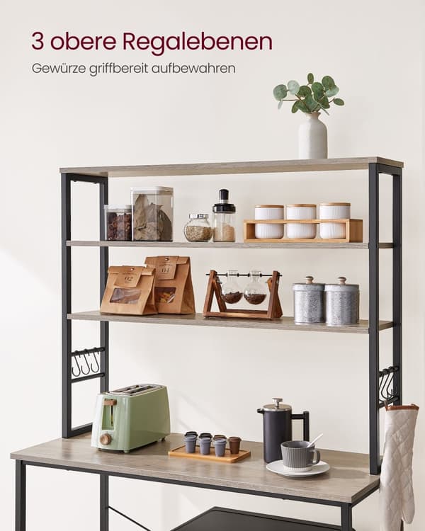 Kökshylla 6 hyllplan 40 x 100 x 167 cm greige-svart