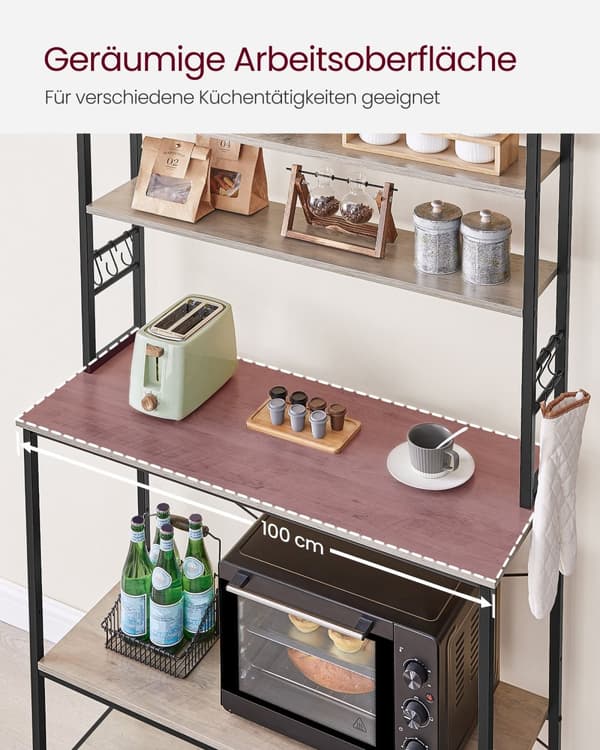 Kökshylla 6 hyllplan 40 x 100 x 167 cm greige-svart