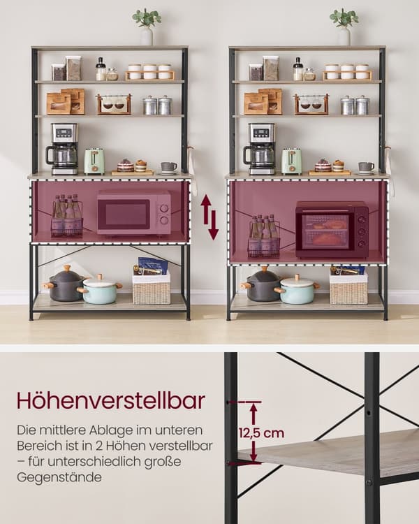 Kökshylla 6 hyllplan 40 x 100 x 167 cm greige-svart