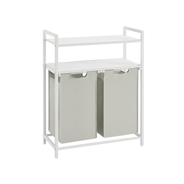 Tvättkorg 2 x 46 L med 2 hyllplan vit
