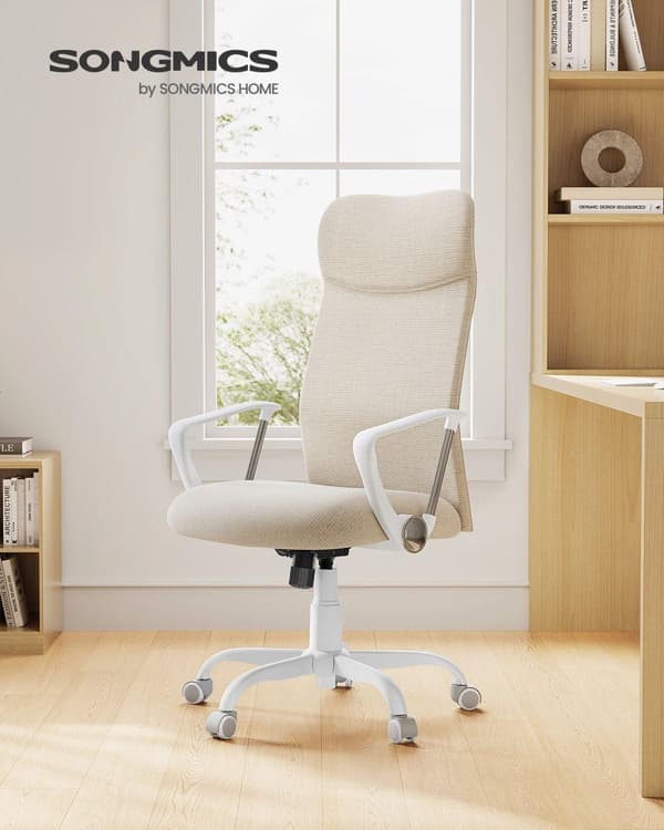 Kontorsstol, ergonomisk snurrstol, vadderad sits, tygklädd, justerbar och lutningsbar , Ljusgrå