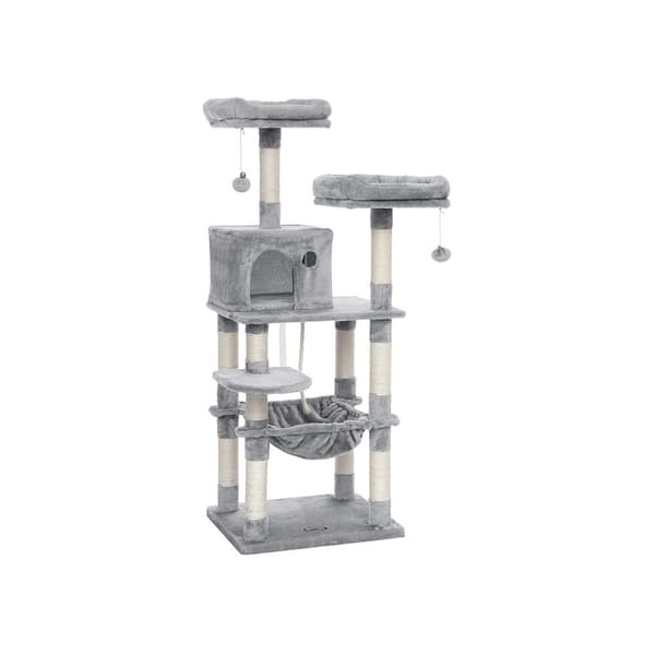 Kattetræ, Stable Cat Tower, 2 puder, 143 cm, lysegrå PCT15W