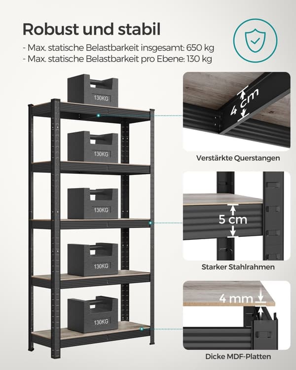 Set med 2 förvaringshyllor 150 cm höga