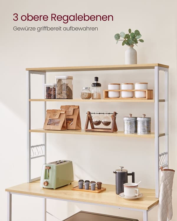 Kökshylla industriell design ek-färgad-vit