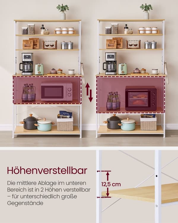 Kökshylla industriell design ek-färgad-vit