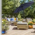 Miniatyrbillede 3 af 6: 290 cm haveparasol, UPF 50+, solafskærmning, 30° hældning i 2 retninger, håndsving til åbning og lukning, til udendørs haver, pool, balkon, terrasse,