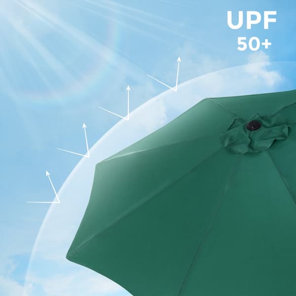 290 cm haveparasol, UPF 50+, solafskærmning, 30° hældning i 2 retninger, håndsving til åbning og lukning, til udendørs haver, pool, balkon, terrasse,