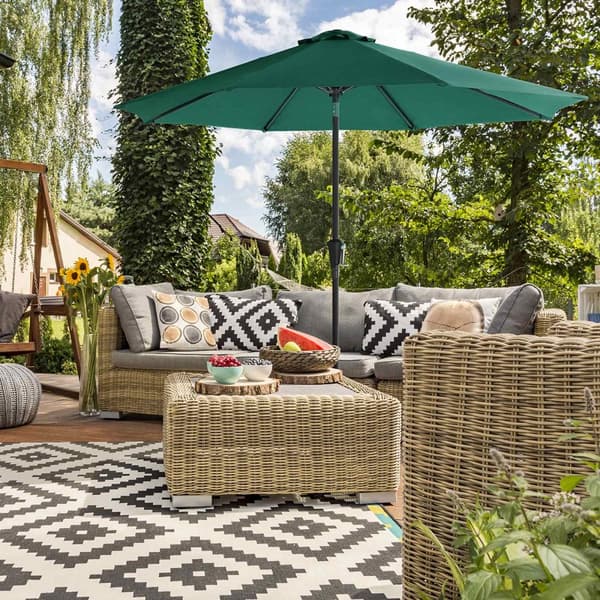 290 cm haveparasol, UPF 50+, solafskærmning, 30° hældning i 2 retninger, håndsving til åbning og lukning, til udendørs haver, pool, balkon, terrasse,