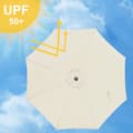 Miniatyrbillede 5 af 6: 290 cm haveparasol, UPF 50+, solafskærmning, 30° hældning i 2 retninger, håndsving til åbning og lukning, til udendørs haver, pool, balkon, terrasse,