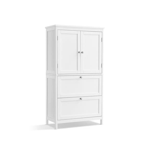 Golvförvaringsskåp för badrum, badrumsförvaringsenhet, fristående badrumsskåp med 2 lådor och 2 dörrar, justerbart hyllplan, 11,8 x 23,6 x 43,3 tum,