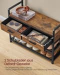 Miniatyrbillede 4 af 6: Hall Tree med bænk og skoopbevaring, Garderobestativ med skobænk, 2 stofskuffer, 10 kroge, 11,8 x 31,7 x 71,5 tommer, Vintage Brown og Ink Black HSR4