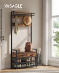 Miniatyrbillede 2 af 6: Hall Tree med bænk og skoopbevaring, Garderobestativ med skobænk, 2 stofskuffer, 10 kroge, 11,8 x 31,7 x 71,5 tommer, Vintage Brown og Ink Black HSR4
