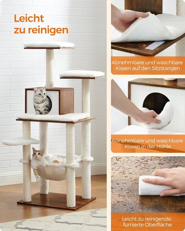 Kissan raapimispylväs 138 cm Moderni kissa huonekalut monitasoinen kissa raapimispylväs Cuddly Cave Sisal Posts riippumaton alustat pehmeä pehmoinen