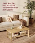 Miniatyrbillede 4 af 6: 2-trins sofabord med opbevaring, sofabord til stuen, bord med opbevaringshylde i PVC-rattan, afrundede hjørner, boho-stil, eg-beige LCT240Y57