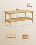 Miniatyrbillede 5 af 6: 2-trins sofabord med opbevaring, sofabord til stuen, bord med opbevaringshylde i PVC-rattan, afrundede hjørner, boho-stil, eg-beige LCT240Y57