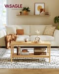 Miniatyrbillede 2 af 6: 2-trins sofabord med opbevaring, sofabord til stuen, bord med opbevaringshylde i PVC-rattan, afrundede hjørner, boho-stil, eg-beige LCT240Y57