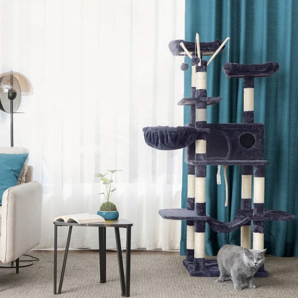 Kissapuu, XXL-kissa-asunto, 164 cm, savunharmaa PCT087G01