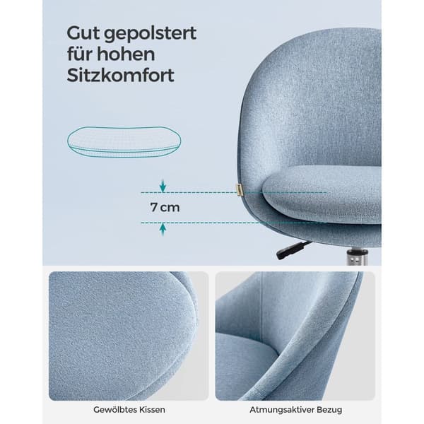 Homeoffice Stol Svängbar skrivbordsstol Skumstoppning Höjdjusterbar Studie Sovrum Blå OBG020Q01