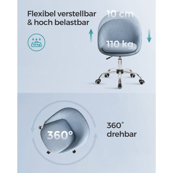 Homeoffice Stol Svängbar skrivbordsstol Skumstoppning Höjdjusterbar Studie Sovrum Blå OBG020Q01