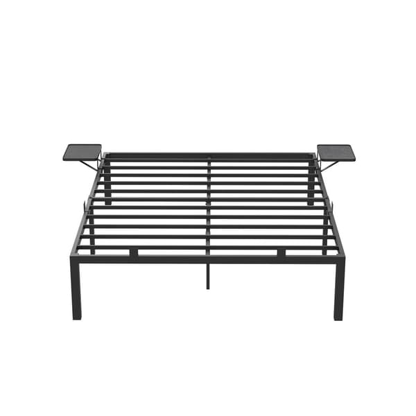Dubbel sängram i metall 140 x 190 cm med förvaringshyllor