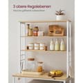 Miniatyrbillede 4 af 6: Vasagle Køkkenhyldestativ Køkkenhyldestativ, 6 hylder og kroge Stålstel, Mikrobølgestativ 40 x 80 x 167 Eg Hvid