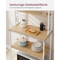 Miniatyrbillede 5 af 6: Vasagle Køkkenhyldestativ Køkkenhyldestativ, 6 hylder og kroge Stålstel, Mikrobølgestativ 40 x 80 x 167 Eg Hvid
