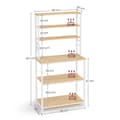 Miniatyrbillede 6 af 6: Vasagle Køkkenhyldestativ Køkkenhyldestativ, 6 hylder og kroge Stålstel, Mikrobølgestativ 40 x 80 x 167 Eg Hvid