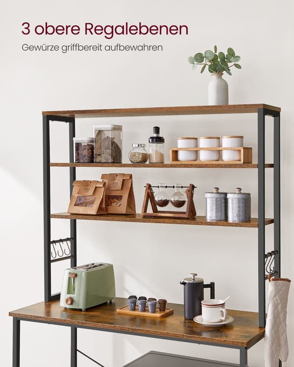 Kökshylla industriell design vintage brun-svart