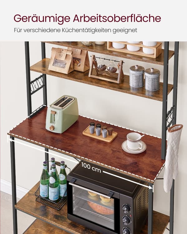 Kökshylla industriell design vintage brun-svart
