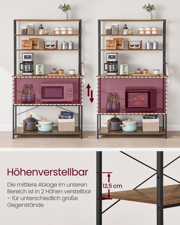 Kökshylla industriell design vintage brun-svart