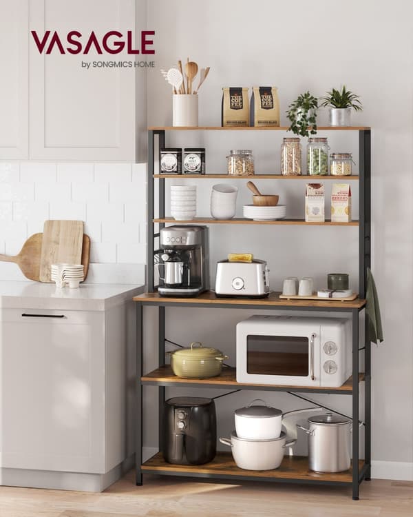 Kökshylla industriell design vintage brun-svart