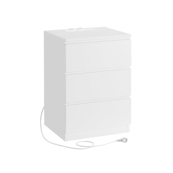 Sidebord 2 AC-stik soveværelse sky hvid