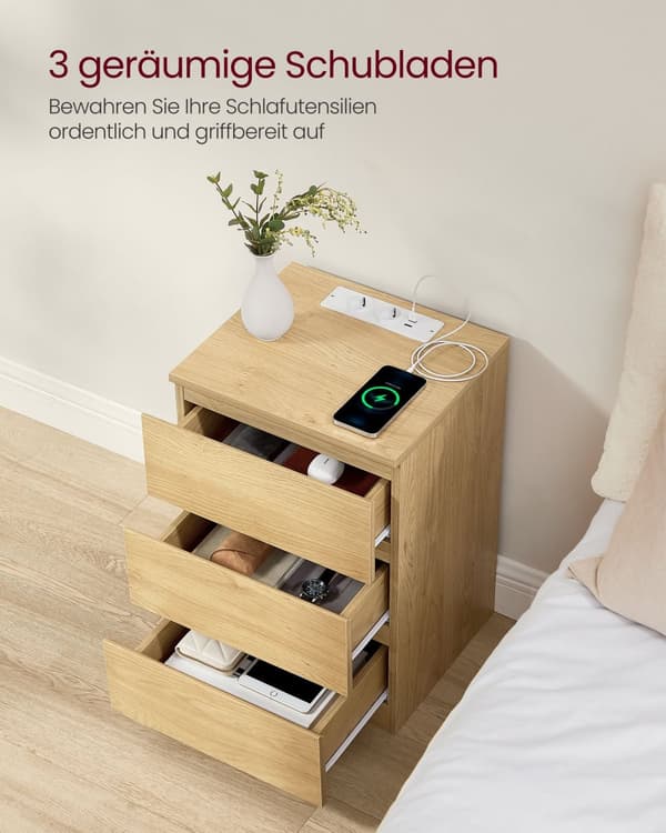 Sängbord modernt med 3 lådor halmgult