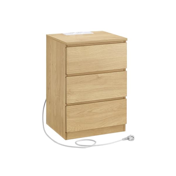 Sengebord moderne med 3 skuffer strågul