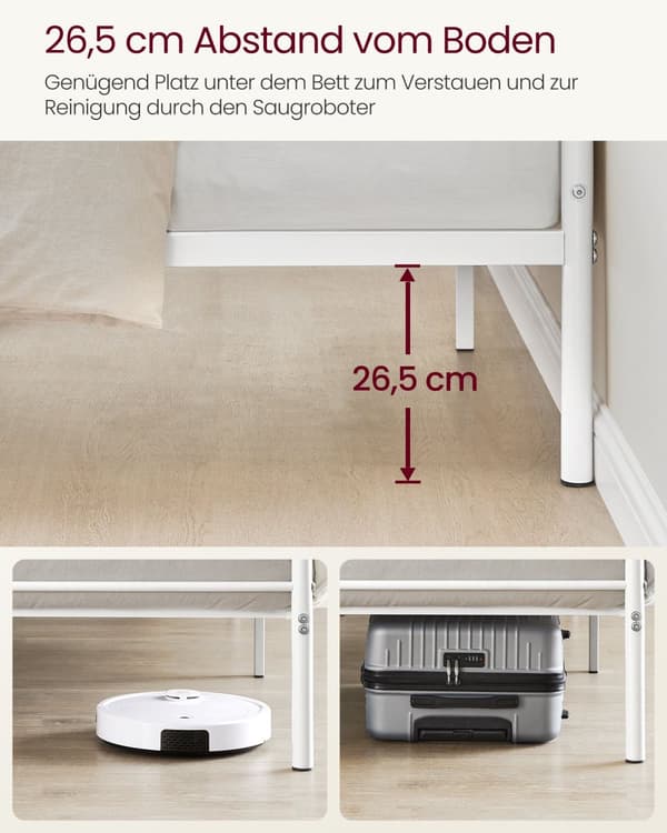 Enkel sängram Sängram Sängram Metall Sängram Passar 3ft x 7ft Madrass Gästsäng Vuxna Barn Enkel montering Små utrymmen Vit