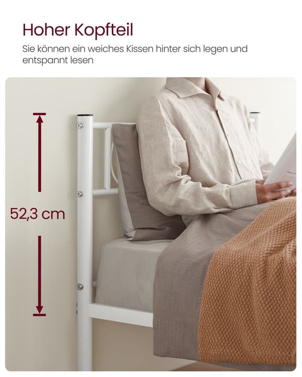 Enkel sängram Sängram Sängram Metall Sängram Passar 3ft x 7ft Madrass Gästsäng Vuxna Barn Enkel montering Små utrymmen Vit