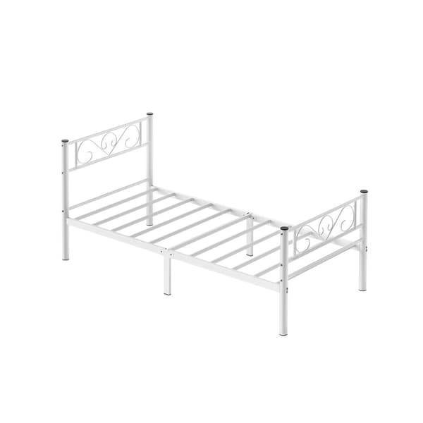 Enkel sängram Sängram Sängram Metall Sängram Passar 3ft x 7ft Madrass Gästsäng Vuxna Barn Enkel montering Små utrymmen Vit
