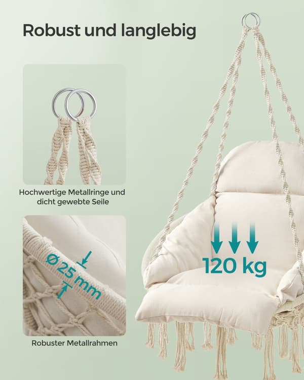 Hängstol med tjock dyna Beige
