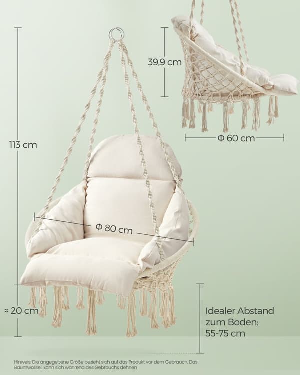 Hängstol med tjock dyna Beige