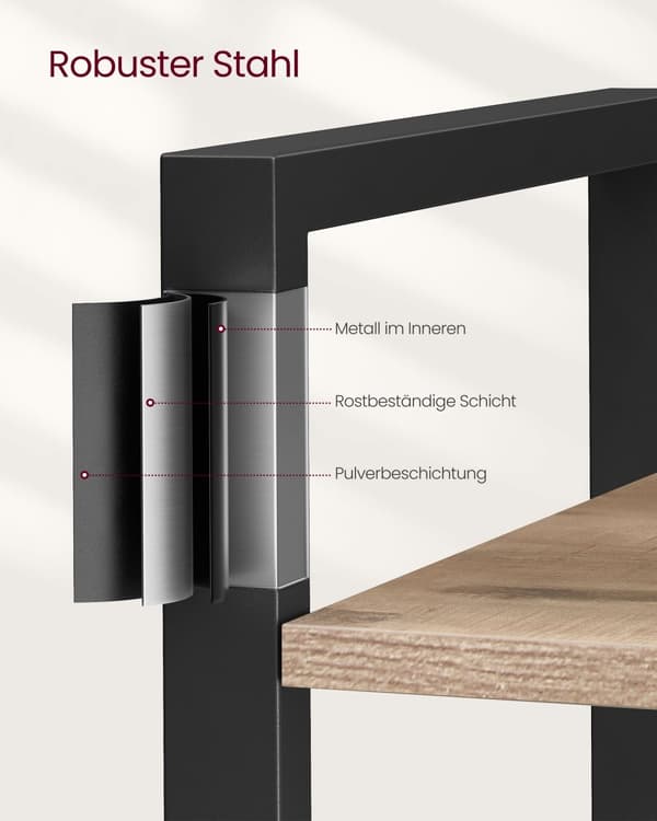 Bokhylla med 6 våningar i industridesign kamelbrun-ink svart