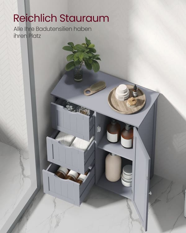Golvförvaringsskåp för badrum, badrumsförvaringsenhet med 3 lådor, 1 justerbart hyllplan, fristående badrumsskåp, 11,8 x 23,6 x 31,5 tum, Dove Gray B