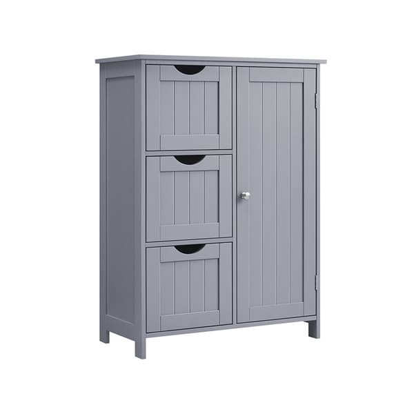 Golvförvaringsskåp för badrum, badrumsförvaringsenhet med 3 lådor, 1 justerbart hyllplan, fristående badrumsskåp, 11,8 x 23,6 x 31,5 tum, Dove Gray B