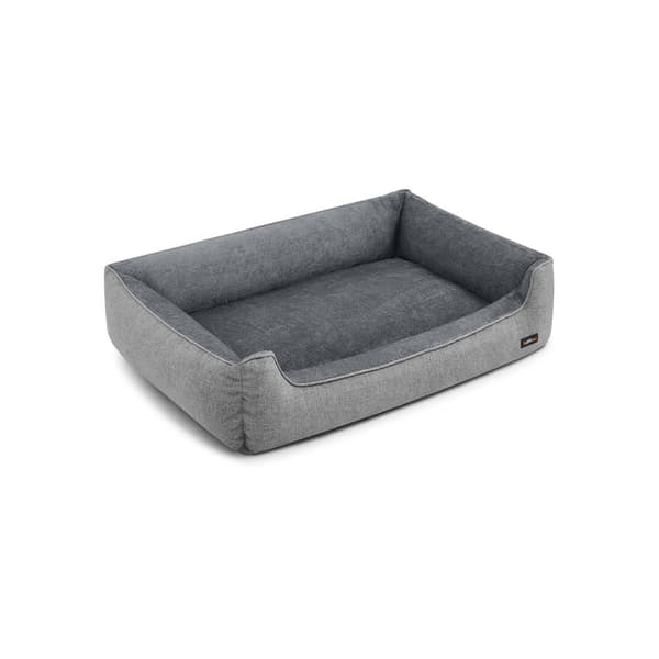 Hundbädd med upphöjda kanter 120 x 90 x 30 cm ljusgrå