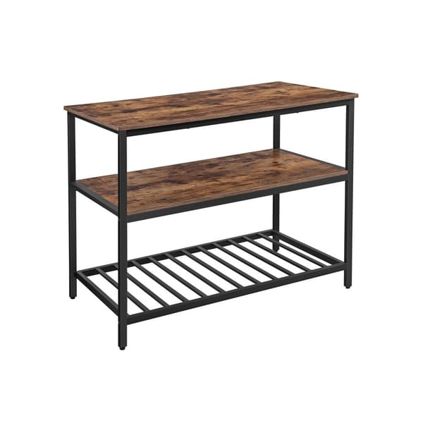 Baker's Rack, köksö med stor bänkskiva, stabil stålkonstruktion, 120 x 60 x 90 cm, industriell kökshylla, lätt att montera, rustikt brun och svart KK